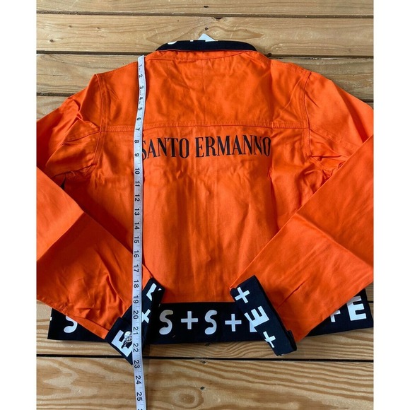 NWT Santo Ermanno Logo Trim Button Up Jacket Size Large Women’s Orange - Picture 5 of 7